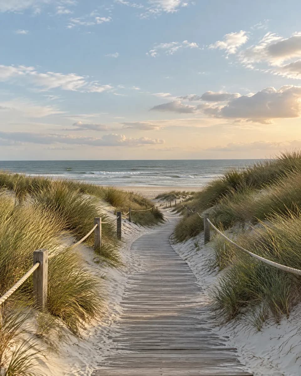 Holzsteg durch die Dünen zum Strand auf Norderney